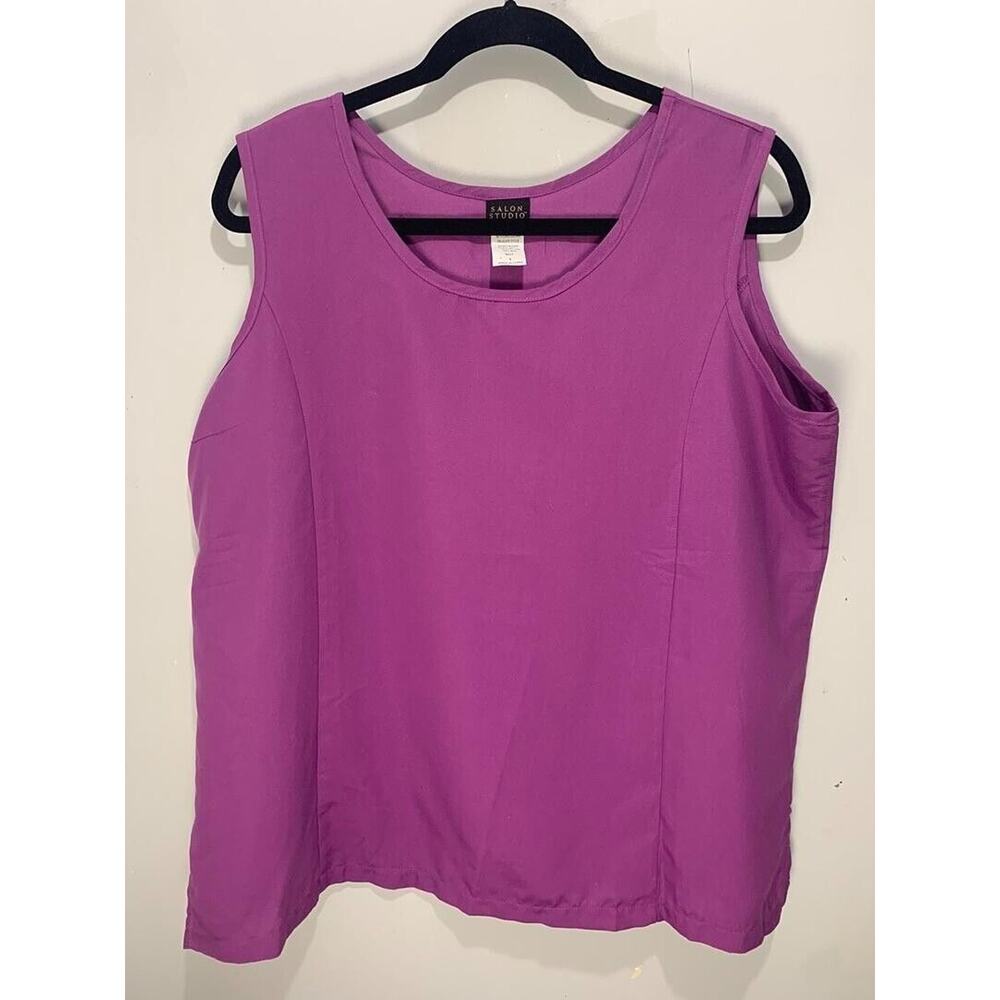 Salon Studio Womens Sleeveless Purple Blouse Size L Polyester